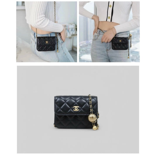 Excellent（Rank SA）｜ CHANEL Lambskin Leather Matrasse Chain mini Bag Made In 2020～2021Year｜H25022411