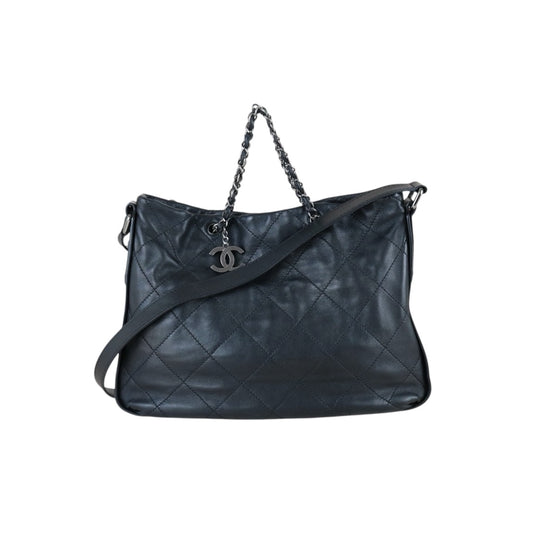 Include Entrupy Certificate of Authenticity｜Good ( Rank AB) ｜ CHANEL  Lamb Skin Matrasse Chain 2 Way ToteBag Shoulder Bag Black Made In 2011Year ｜S26030813