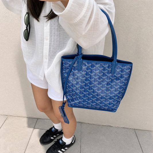 Include Entrupy Certificate of Authenticity｜Good ( Rank AB)｜ Goyard Anjou Mini Tote Bag Blue｜X26051706