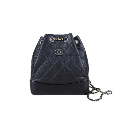 Include Entrupy Certificate of Authenticity｜Very Good ( Rank A)｜ CHANEL Gabrielle Calfskin Chain Backpack Black Made In 2017-2018Year｜S26072548