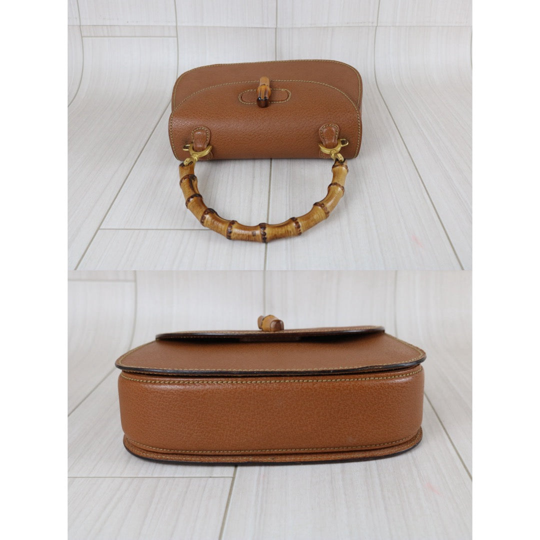 Include Entrupy Certificate of Authenticity｜Good ( Rank AB)｜  GUCCI Bamboo Calf Leather Caramel HandBag ShoulderBag ｜S26073107
