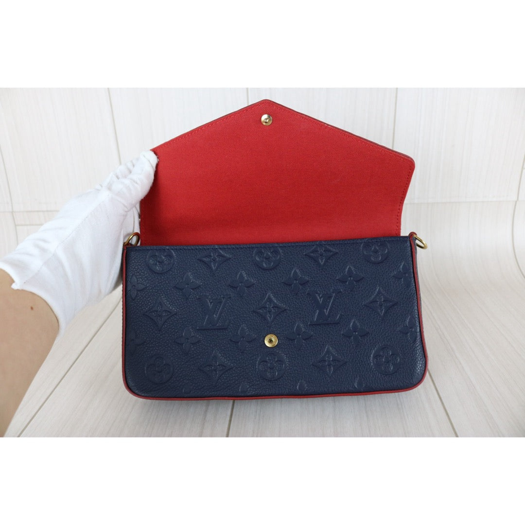 Very Good ( Rank A)｜LV Monogram Empreinte Pochette Felicie Shoulder Bag Blue｜S25112304