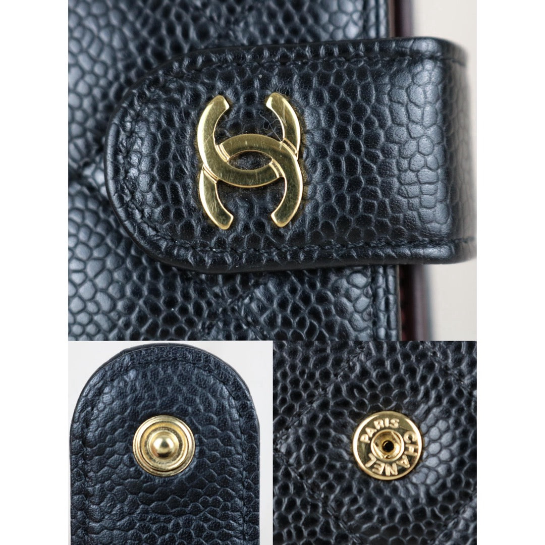 Include Entrupy Certificate of Authenticity｜Very Good ( Rank A)｜ Chanel Caviar Skin Black Wallet Made In 2015-2016Year ｜S26061504