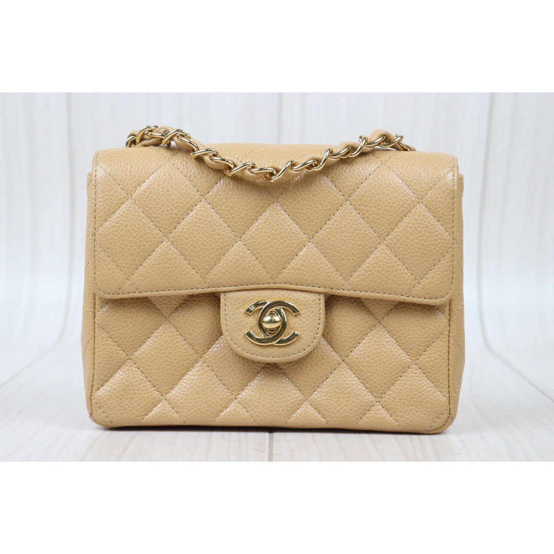 Very Good ( Rank A)｜ CHANEL  Matrasse Caviar Skin 17 Beige Shoulder Bag Made In 2004～2005Year ｜24071502