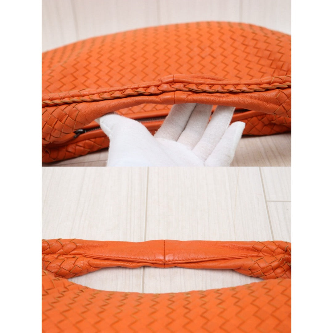 Good ( Rank AB)｜ Bottega Veneta Lamb Skin Braid Shoulder Bag Orange｜P25062704