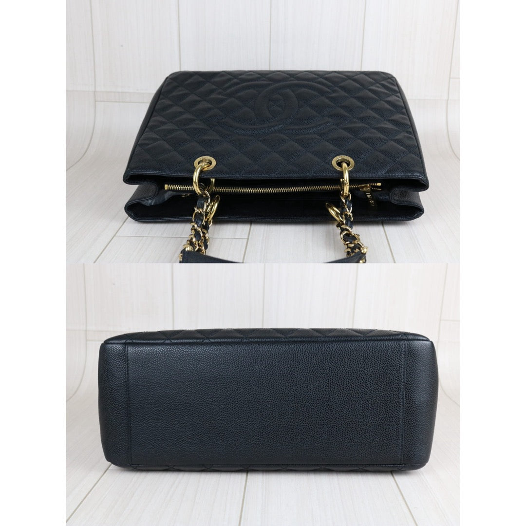 Include Entrupy Certificate of Authenticity｜Very Good ( Rank A) ｜ CHANEL Caviar Skin Matrasse Chain GST Tote Bag  Black  Made In 2009-2010Year｜S26062801