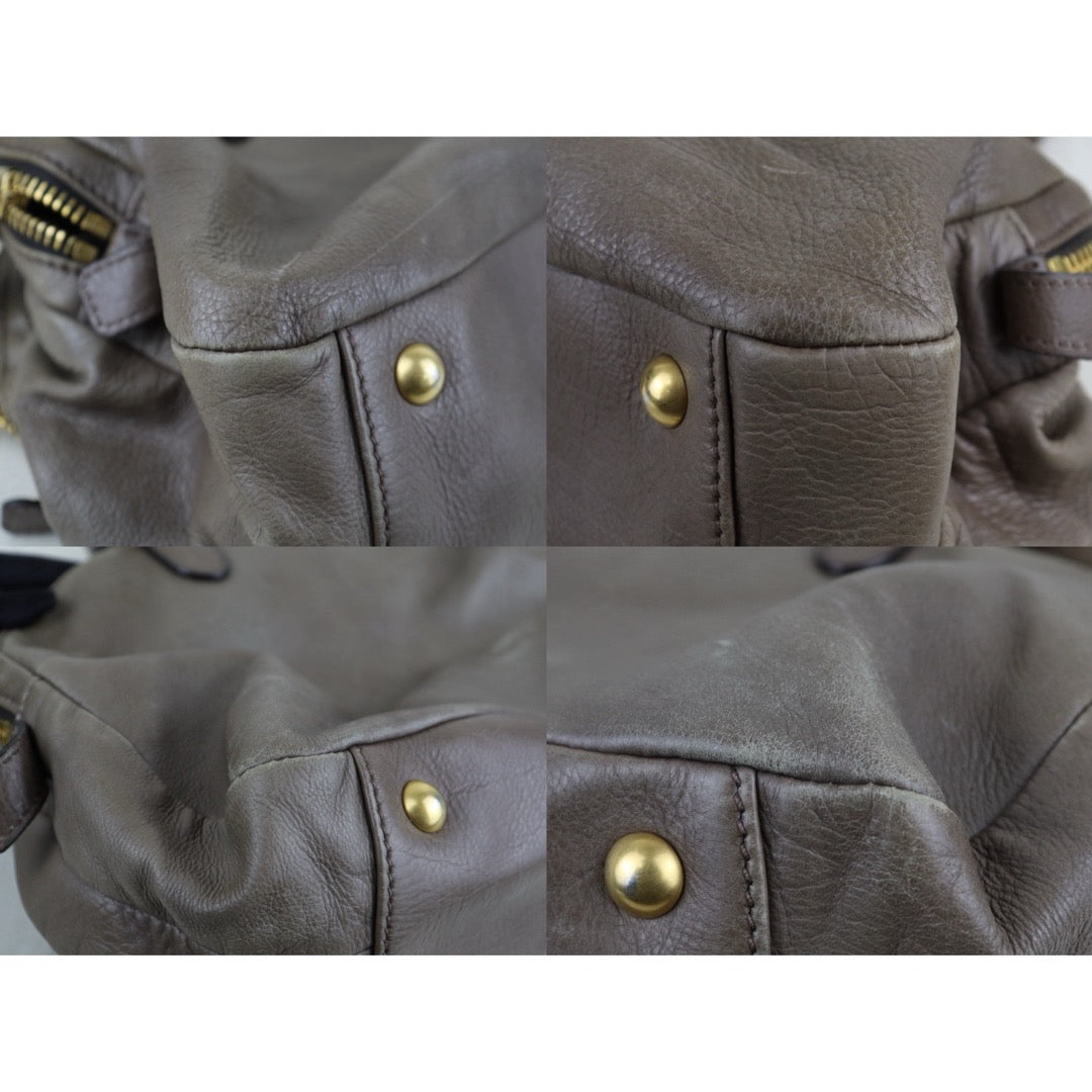 Fair ( Rank B)｜MiuMiu Calf Skin Handbag Shoulder Bag Grey Brown ｜H25063010