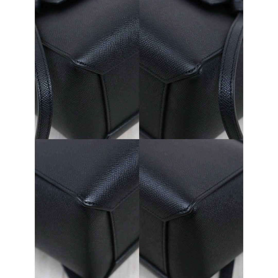 Very Good ( Rank A)｜CELINE Calf Leather Belt Nano Handbag Shoulder Bag Black｜25103108