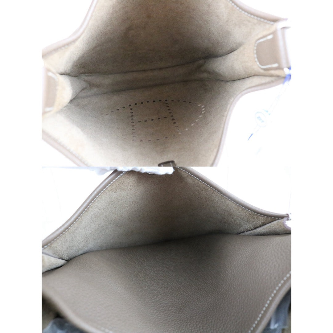 Include Entrupy Certificate of Authenticity｜Very Good ( Rank A)｜ HERMES TC Leather  Evelyne 29 Shoulder Bag Gray Q Stamp Made In 2013Year｜W26071702