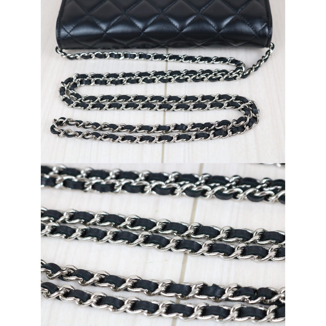 Include Entrupy Certificate of Authenticity｜Very Good ( Rank A)｜CHANEL Lamb Skin WOC Chain Bag Black Made In 2020-2021 Year ｜X26100709