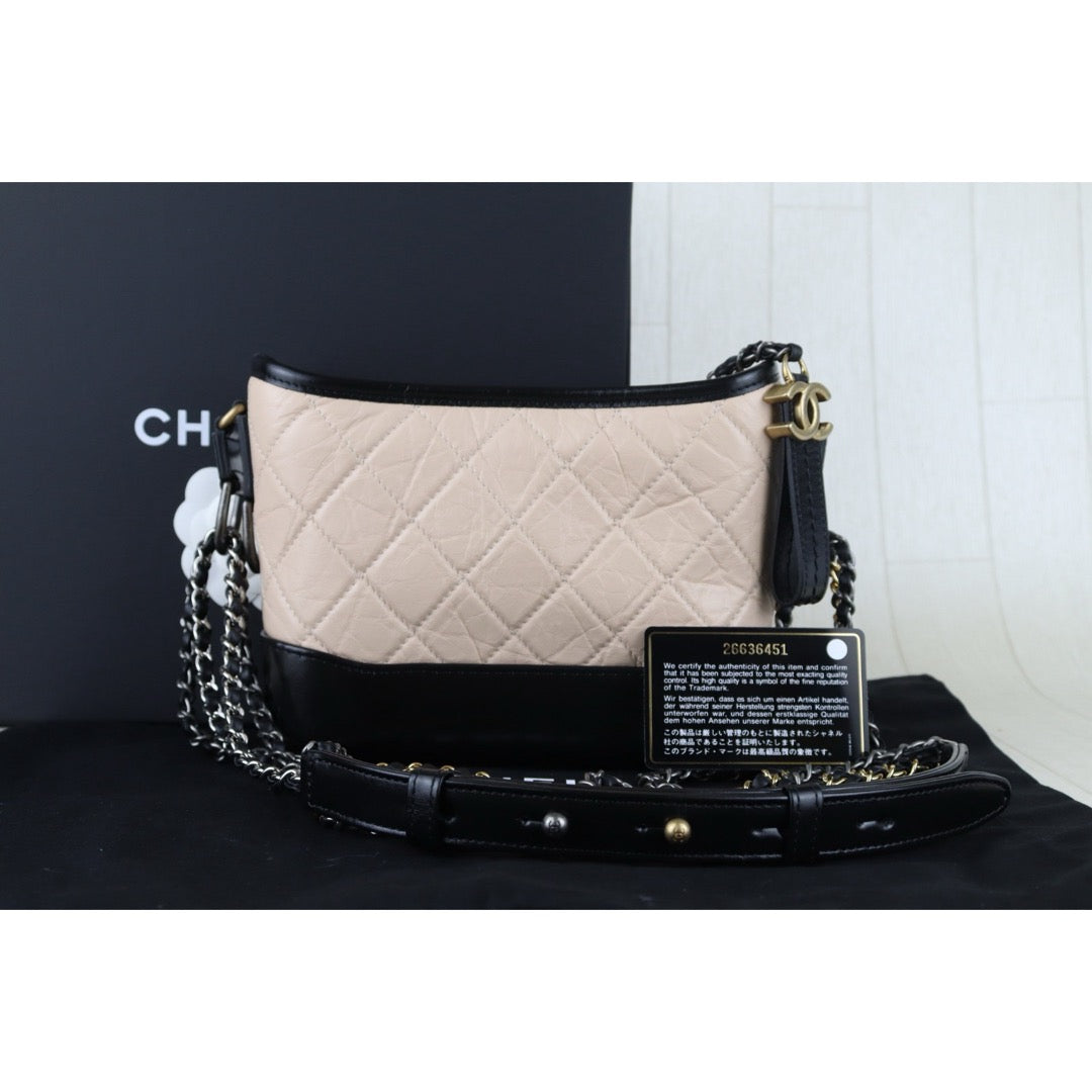 Include Entrupy Certificate of Authenticity｜Excellent（Rank SA）｜Full Set CHANEL PM Gabrielle Calf Leather Shoulder Bag Beige Made In 2018-2019Year｜S26060204