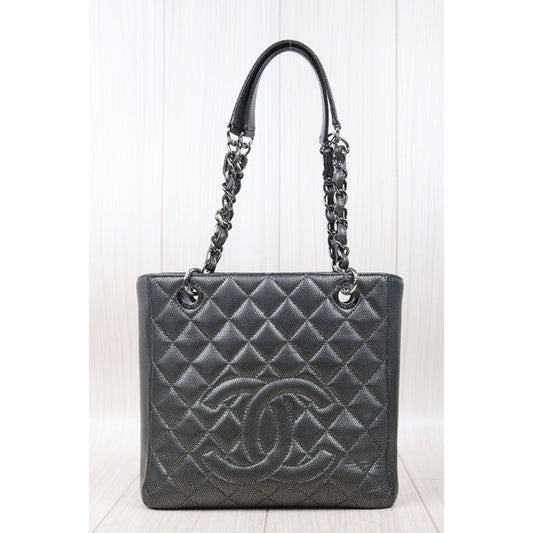 Rank AB ｜ CHANEL Limit Color Charcoal Grey Matrasse Caviar Skin PST Chain Tote Bag Made In 2010-2011 Year｜V24061735