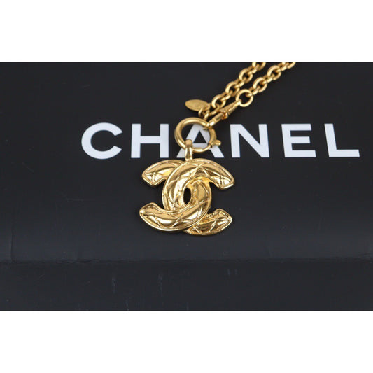 Rank A ｜ CHANEL Coco Mark 24K Gold Plated Necklace｜24021528