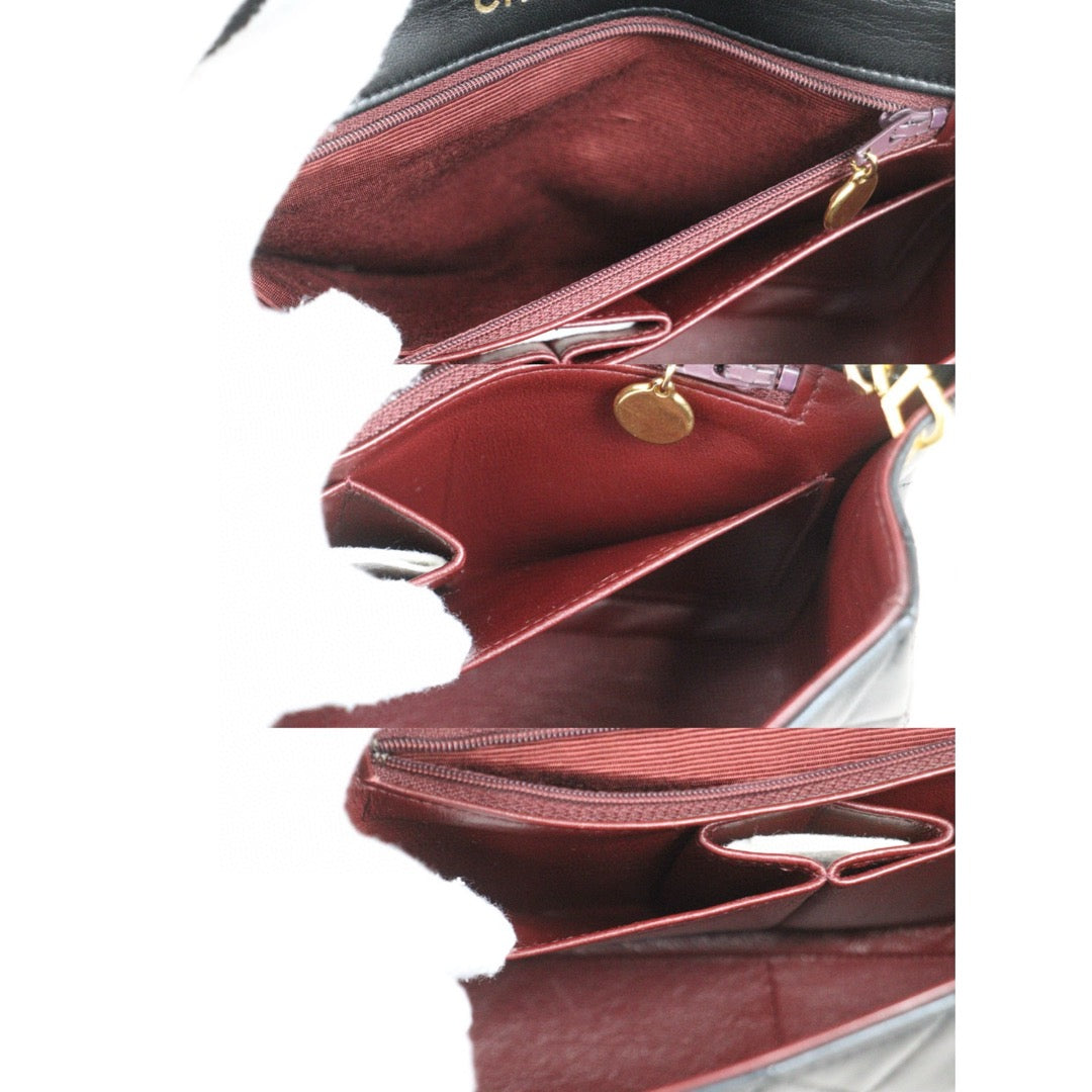 Good ( Rank AB)｜ CHANEL Matrasse Lamb Skin Chain Bag Black Made in 1989-1991 Year｜25020618