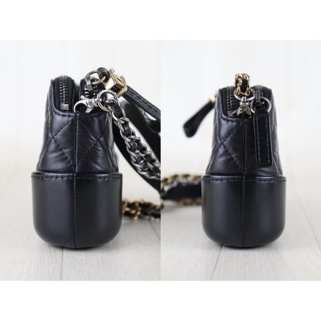 Include Entrupy Certificate of Authenticity｜Very Good ( Rank A)｜CHANEL Mini Gabrielle Aged Calfskin Shoulder Bag Black Made in 2019Year｜S26072548