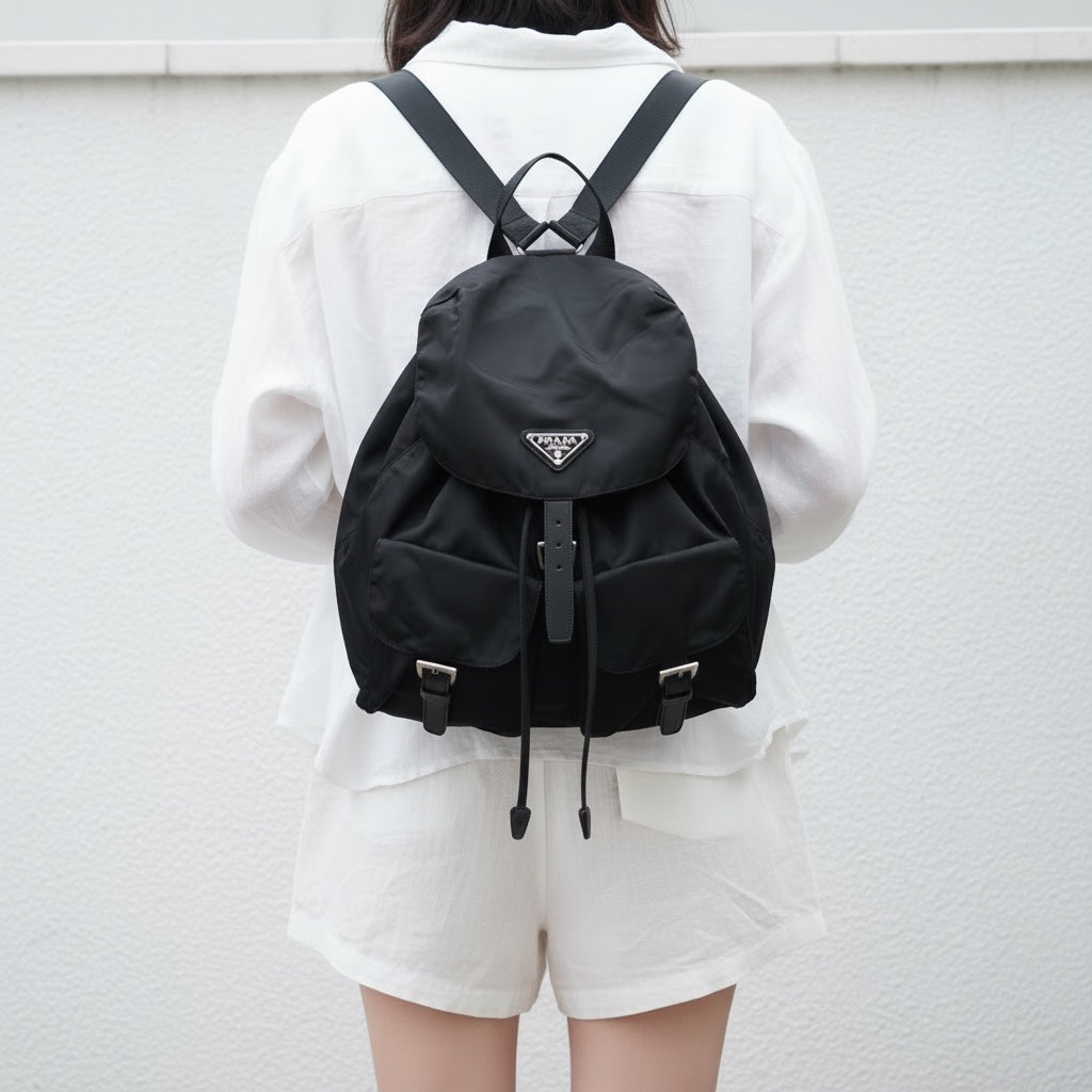 Include Entrupy Certificate of Authenticity｜Very Good ( Rank A)｜Prada Nylon Backpack Medium Black｜26060403