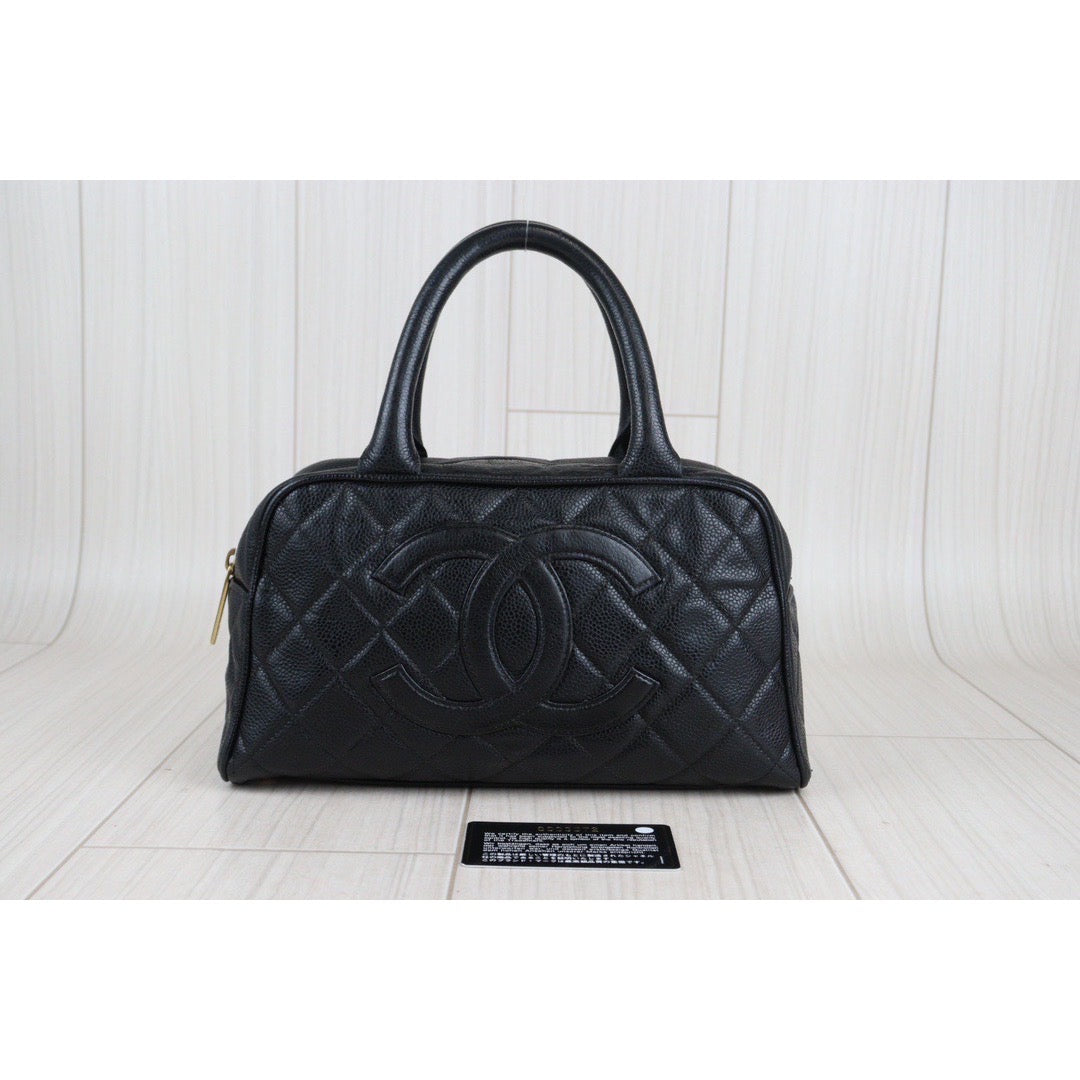 Rank AB ｜ CHANEL Caviar Skin Bowling Bag Black｜V23080315