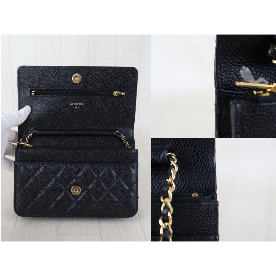 Include Entrupy Certificate of Authenticity｜Very Good ( Rank A)｜CHANEL Caviar Skin WOC Chain Bag Black  IC Chips ｜S26090703