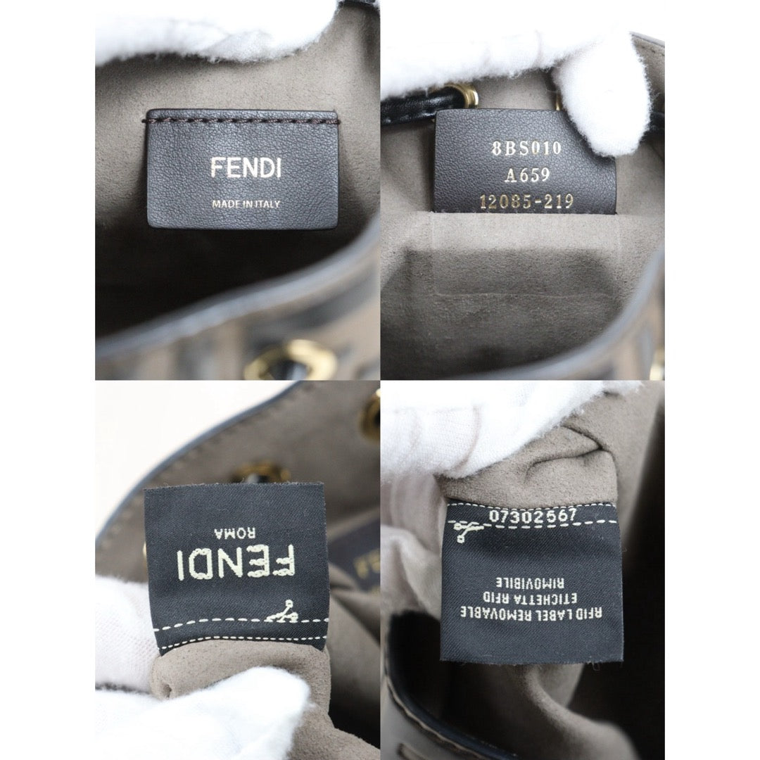 Good ( Rank AB)｜ FENDI Zucca Mini Mon Tresor Calf Leather Bucket bag Shoulder Bag Brown ｜V25102102