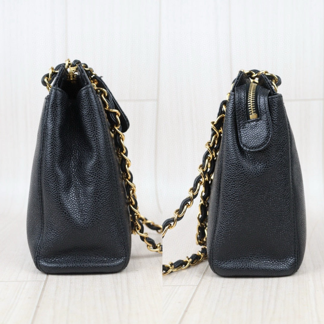 Rank A ｜Chanel Vintage Caviar Skin Black ShoulderBag  Made In 1997-1999Year｜24080107