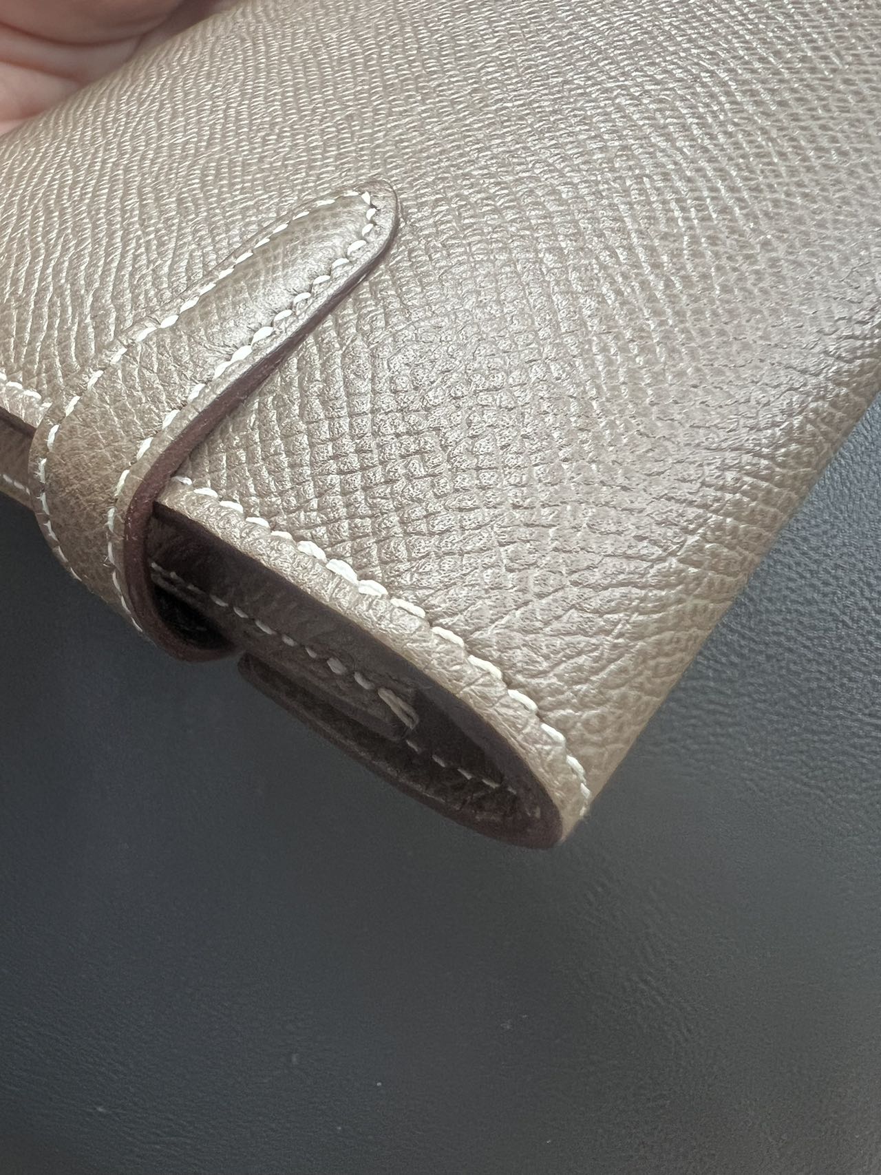 HERMES Epsom Kelly Wallet Gray C Stamp