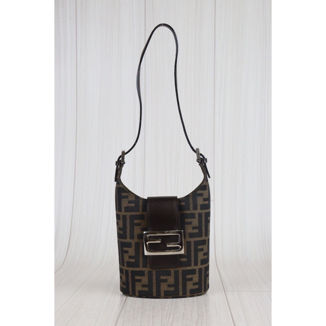 Sold at Auction: AUTHENTIC FENDI ZUCCA CANVAS SHOULDER BAG