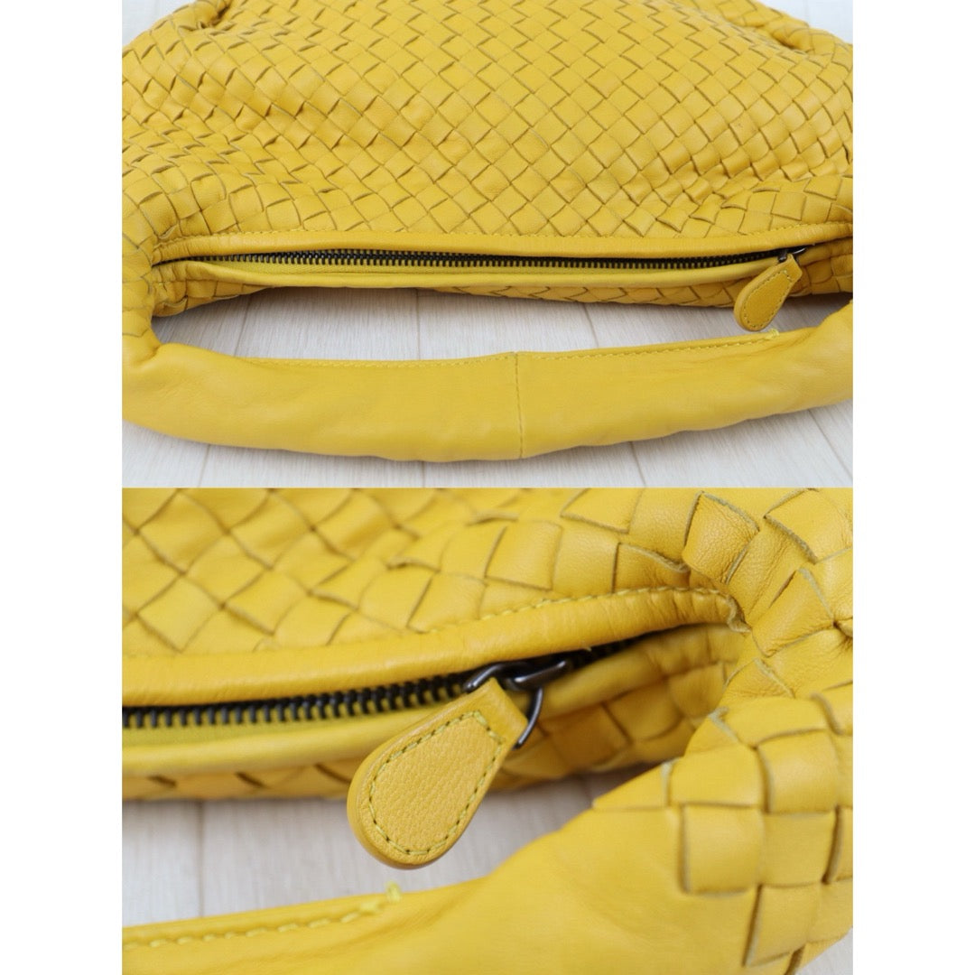 Good ( Rank AB)｜ Bottega Veneta Lamb Skin Braid Hobo Shoulder Bag Yellow｜S25103001