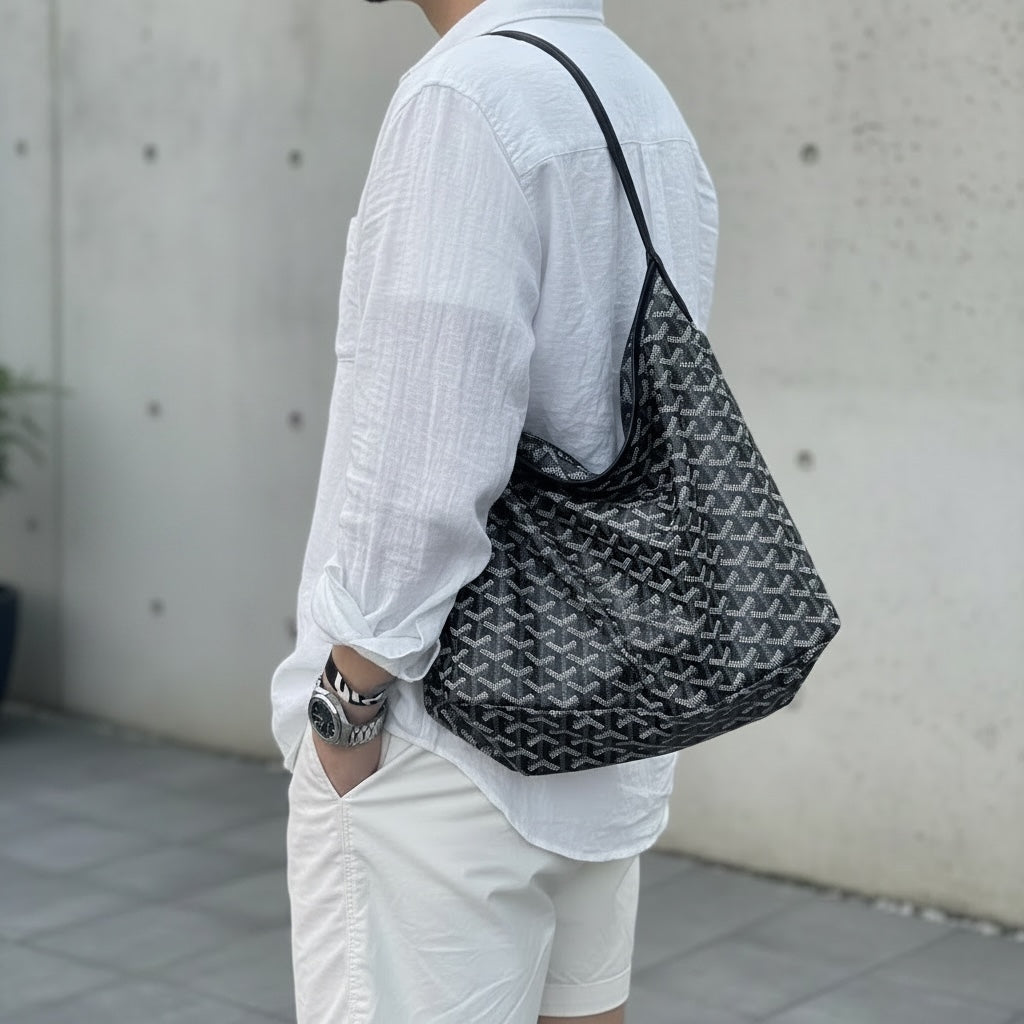 Include Entrupy Certificate of Authenticity｜Very Good ( Rank A)｜ Goyard Boheme Hobo Black｜S26022615
