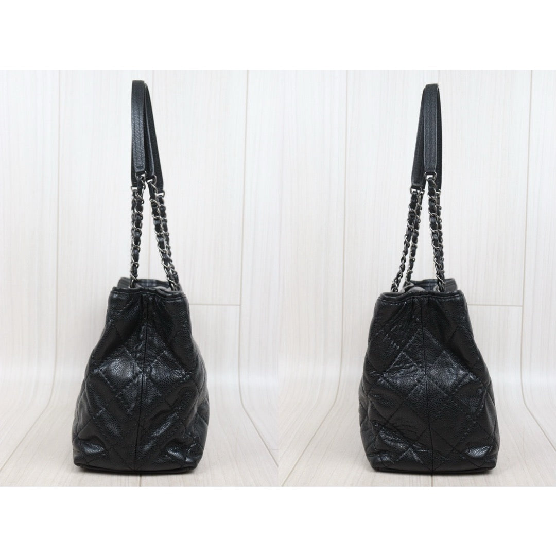 Very Good ( Rank A)｜ CHANEL Caviar Skin  Matrasse Chain Tote Bag Black Made In 2014～2015Year｜25121811