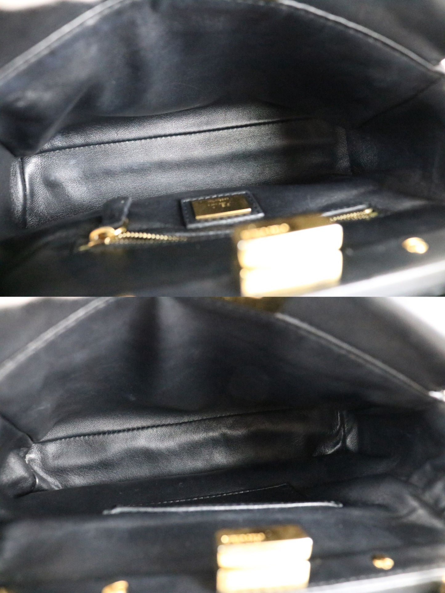 Very Good （Rank A） ｜ FENDI Calf Leather Peekapoo iconic mini Handbag With Shoulder Bag Black｜S26011707