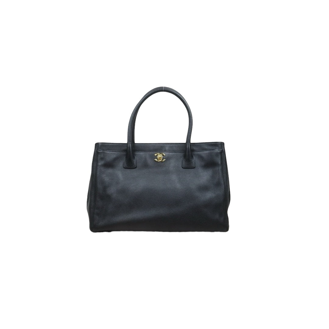 Good ( Rank AB) ｜CHANEL Calf Leather Cerf Tote Shoulder Bag Black Made in 2004-2005Year｜25112502