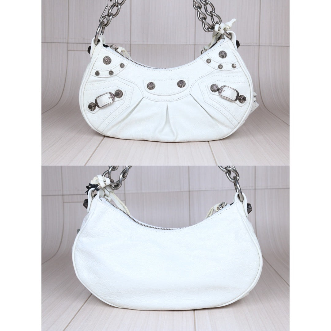 Rank SA｜Balenciaga XS Le Cagole Aged Calfskin Shoulder Bag White｜S24061103