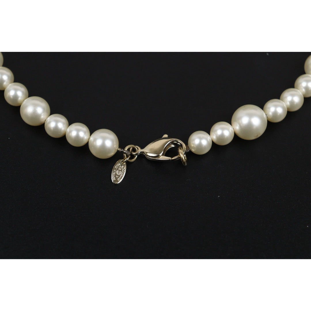 Very Good ( Rank A) ｜ CHANEL Coco Mark Pearl Rhinestone Necklace
