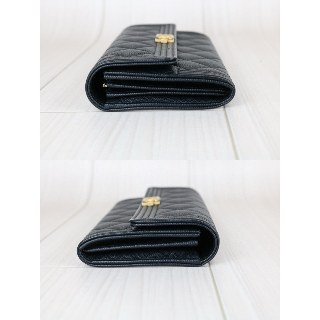 Very Good ( Rank A) ｜CHANEL Leboy Caviar Skin Black Long Wallet Made In 2018 Year｜X25040711