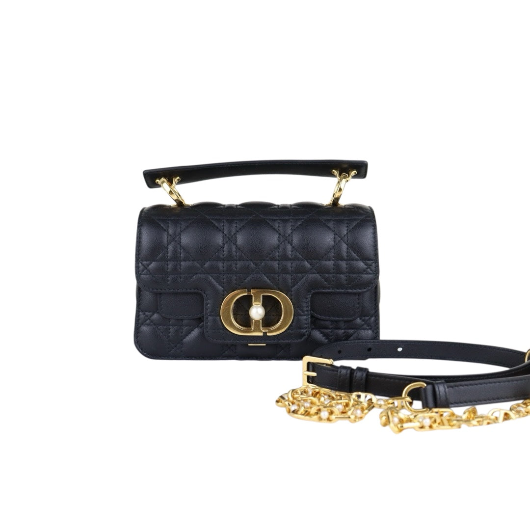 Very Good ( Rank A) ｜Dior Calfskin Mini Jolie Top  Handle  Handbag  Shoulder Bag Black  ｜H25063016