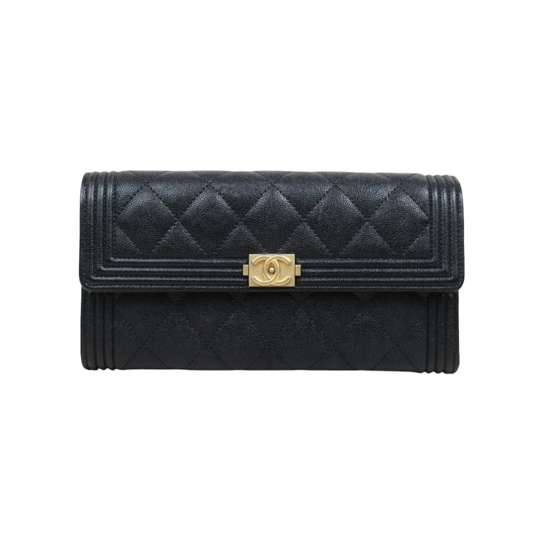 Very Good ( Rank A)｜CHANEL Leboy Caviar Skin Black Long Wallet Made In 2019Year｜25112809
