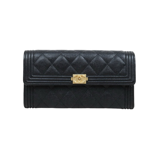 Very Good ( Rank A)｜CHANEL Leboy Caviar Skin Black Long Wallet Made In 2019Year｜25112809