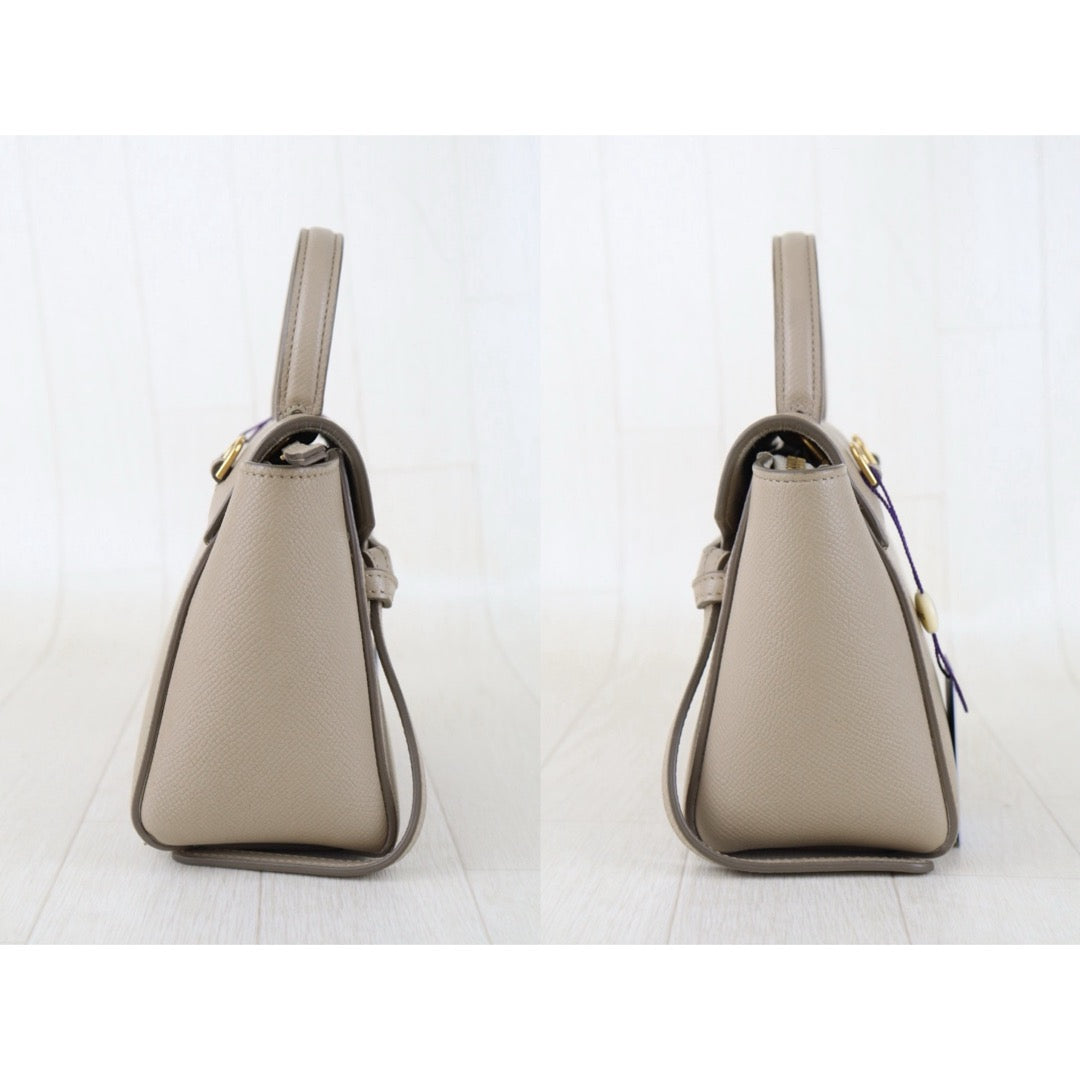 Include Entrupy Certificate of Authenticity｜Very Good ( Rank A)｜CELINE Calf Leather Belt Pico Handbag Shoulder Bag Beige｜S26030833