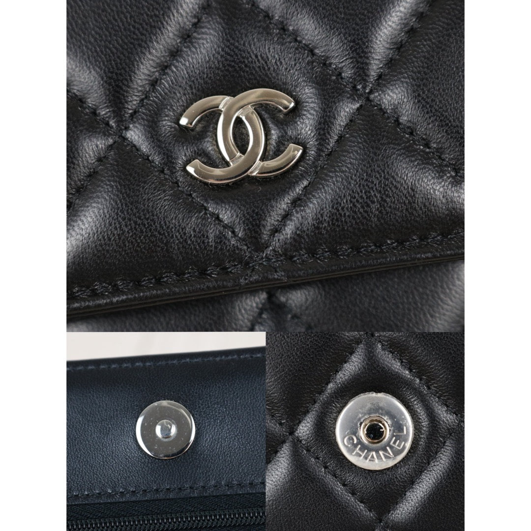 Include Entrupy Certificate of Authenticity｜Very Good ( Rank A)｜CHANEL Lamb Skin WOC Chain Bag Black Made In 2020-2021 Year ｜X26100709
