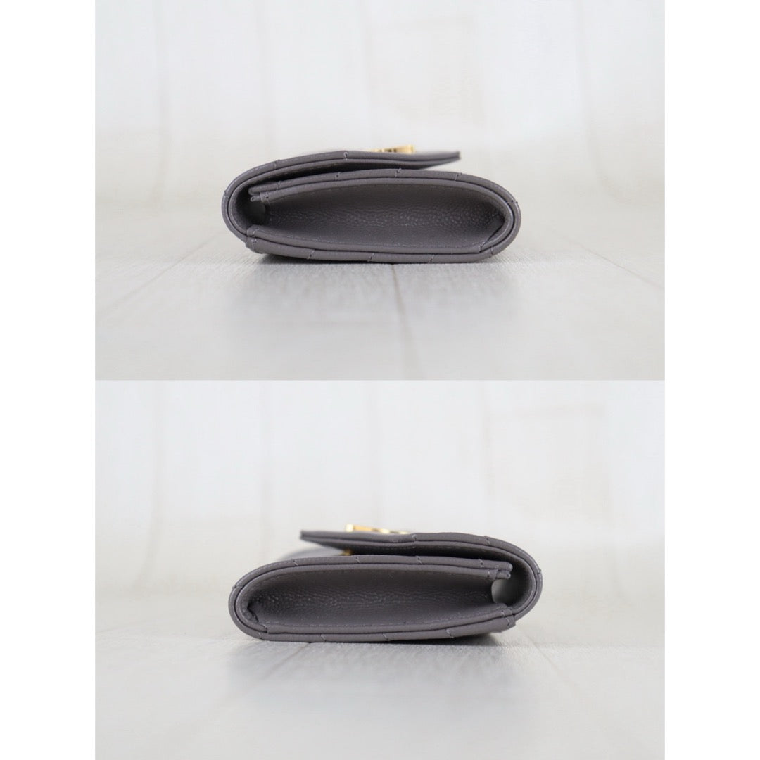 Excellent（Rank SA）｜Full Set  Saint Laurent YSL Caviar Skin Calf Leather Card Holder Etoupe｜S26013002