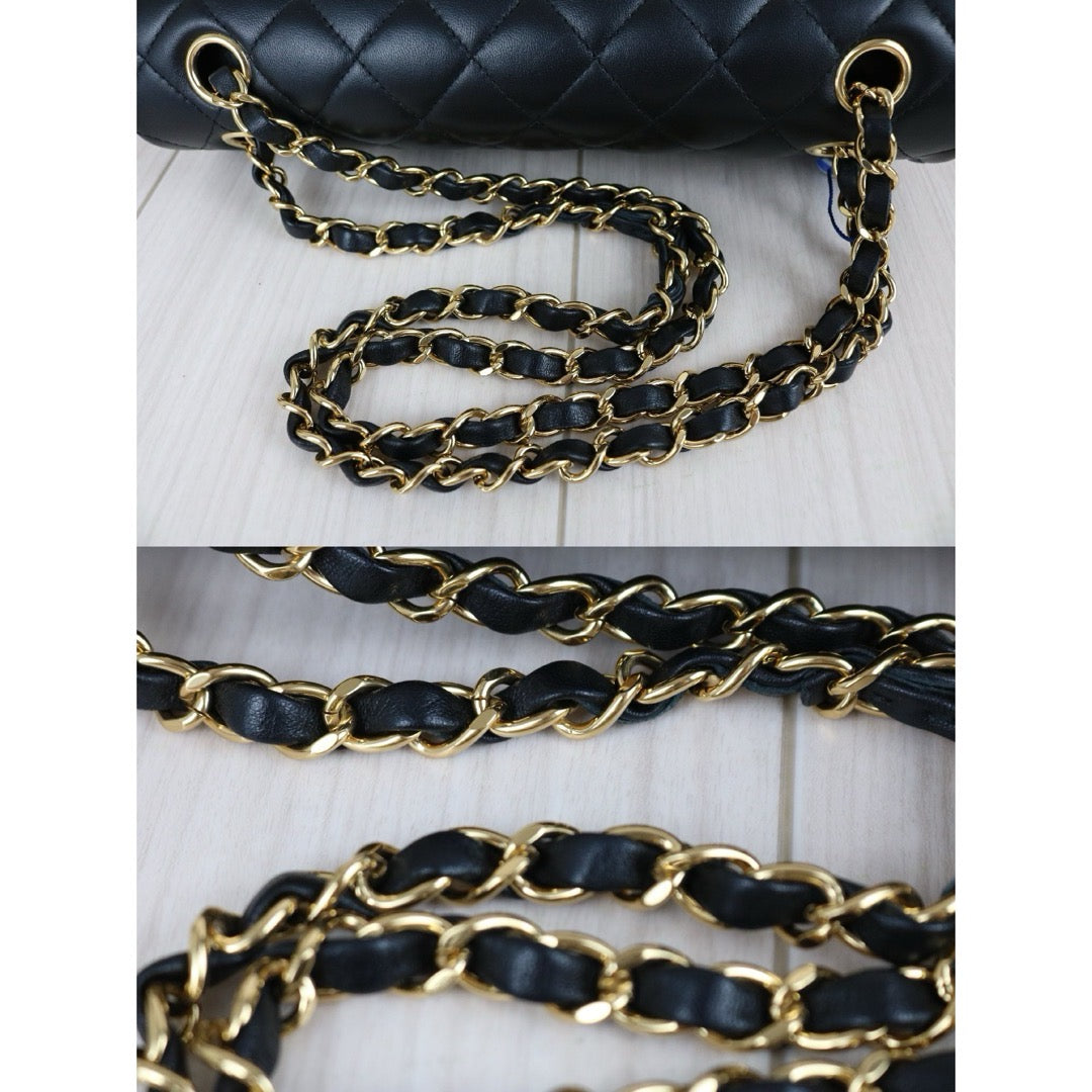Include Entrupy Certificate of Authenticity｜Very Good ( Rank A)｜ CHANEL Lamb Skin Matrasse Chain Double Flap 25 Shoulder Bag  Black Made In 2019 Year｜S26080101