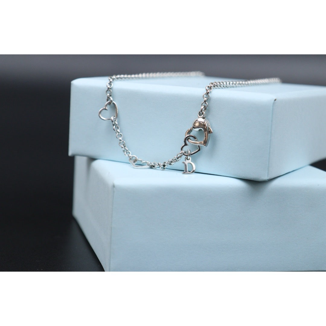 Very Good ( Rank A) ｜ Dior  Heart＆D Necklace Silver Plated ｜V25071011