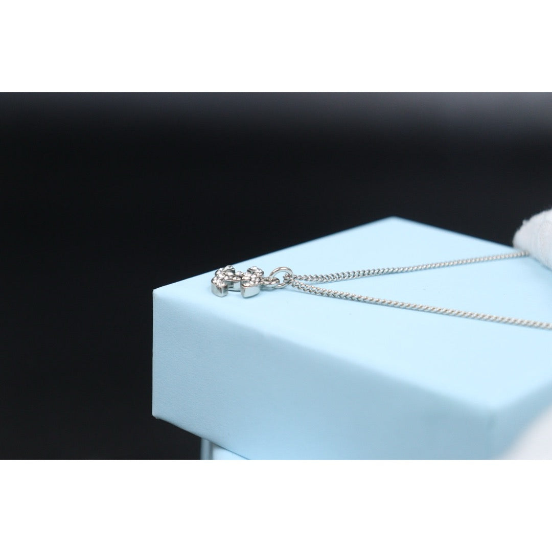 Very Good ( Rank A) ｜ CHANEL Coco Mark  Rhinestone Silver Necklace｜25121204