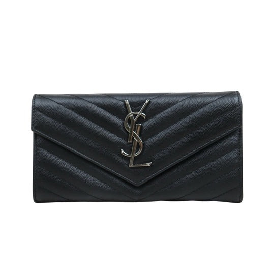 Very Good ( Rank A)｜  Saint Laurent YSL Caviar Skin Calf Leather Long Wallet Black｜25060602