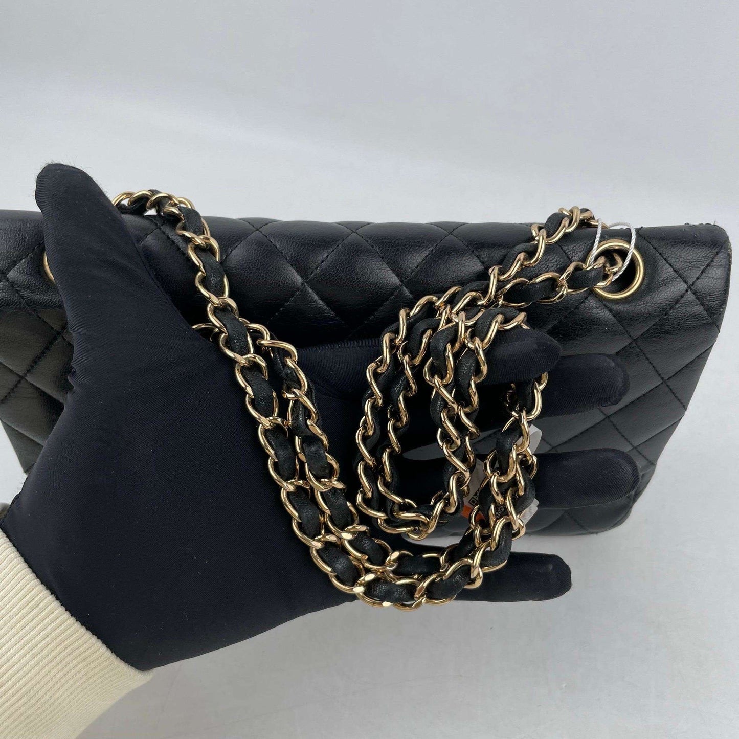 ( Rank B)｜ CHANEL Lamb Skin Matrasse Double Flap 25 Shoulder Bag Black