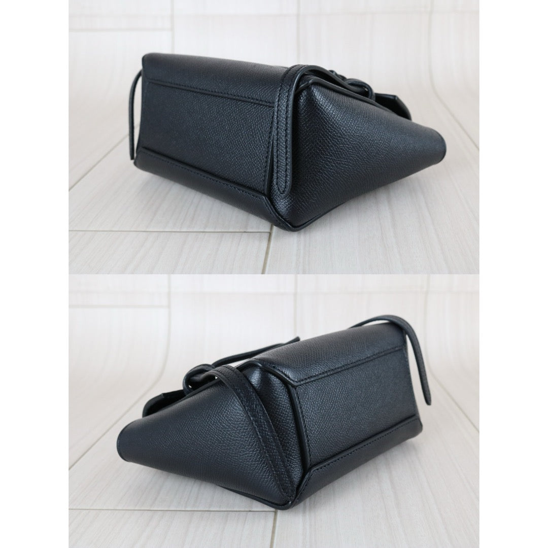 Very Good ( Rank A)｜CELINE Calf Leather Belt Pico Handbag Shoulder Bag Black｜S25070709