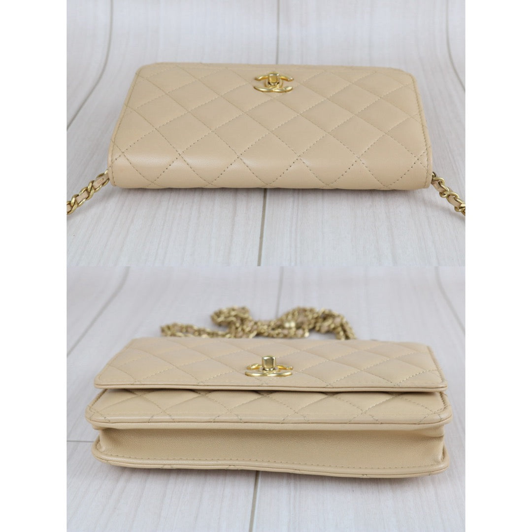 Include Entrupy Certificate of Authenticity｜Very Good ( Rank A)｜CHANEL Calfskin WOC Chain Bag Beige IC Chips Model｜S26060109