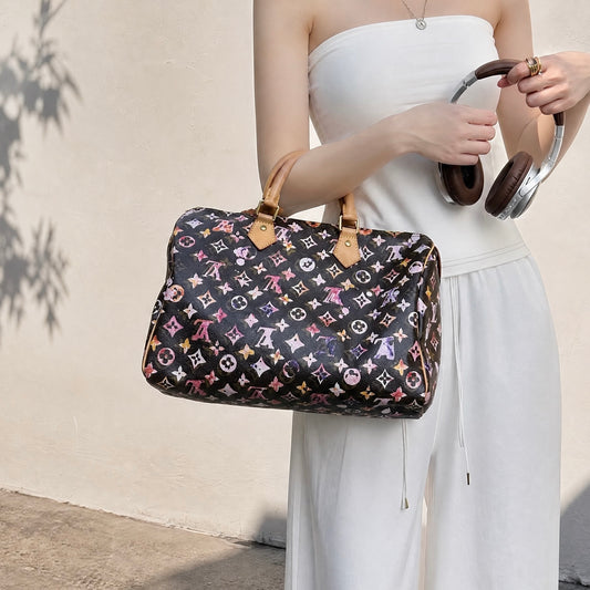 Include Entrupy Certificate of Authenticity｜Very Good ( Rank A)｜ Louis Vuitton Monogram Watercolor Speedy 35 Hand Bag Limited Edition｜S26080609