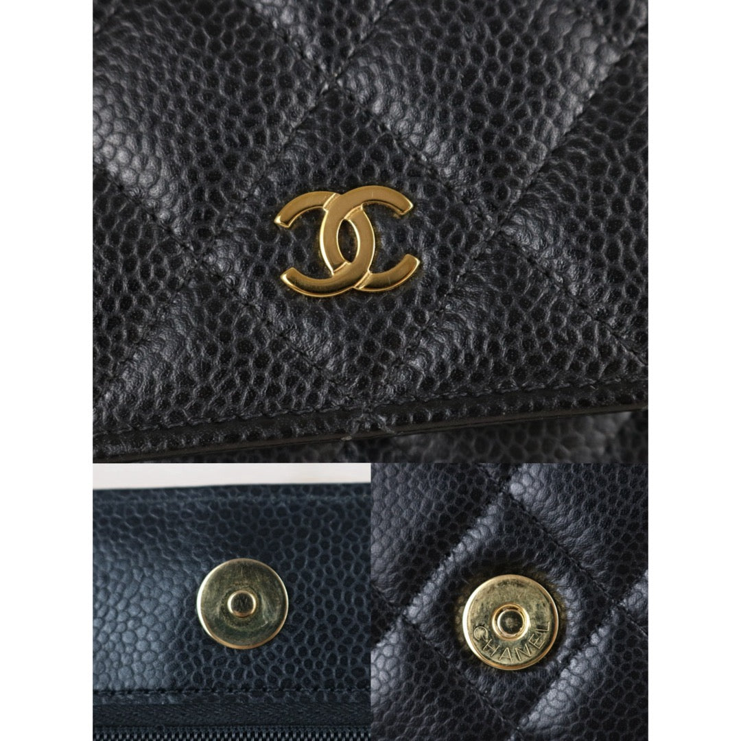 Include Entrupy Certificate of Authenticity｜Very Good ( Rank A)｜CHANEL Caviar Skin WOC 19 Chain Bag Black IC Chips Model｜S26072901
