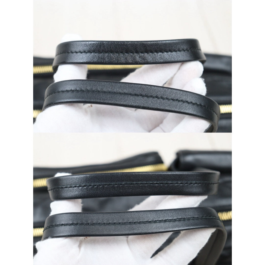 Very Good ( Rank A)｜MiuMiu Lamb Skin Pocket Nappa Hand Bag Shoulder Bag Black｜Y25072803